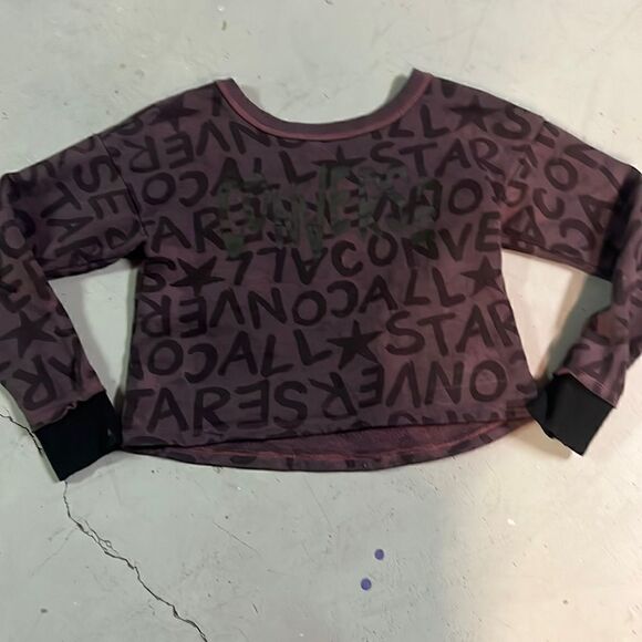 Small Purple Converse Crop Top Sweater - Picture 1 of 3